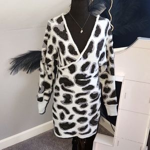 Grey and Black leopard print dress